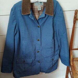 L.L. Bean Blue Utility Jacket with Brown Collar